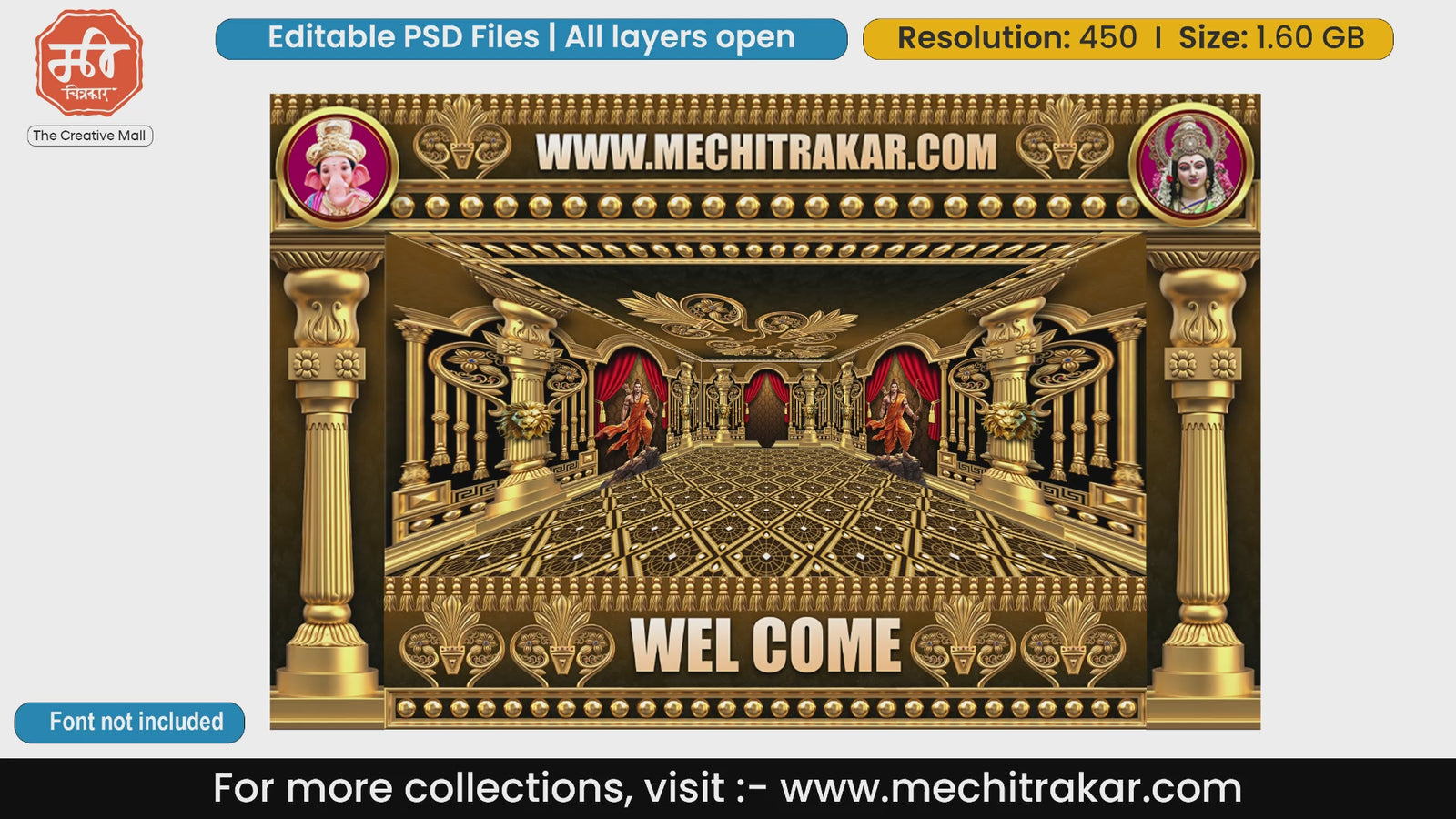 Golden Warrior Heritage Welcome Backdrop PSD Template Set