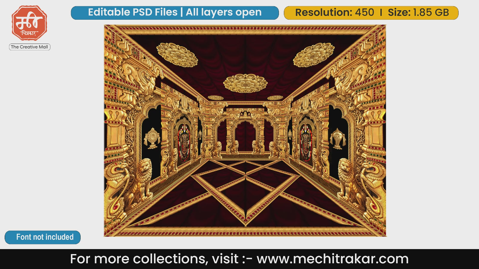 Lord Venkateshwara Balaji Majestic Temple Pandal Decoration Editable PSD Template