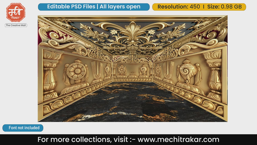 Lord Venkateswara Balaji Golden Temple Pandal Editable PSD Template for Print Media Designers