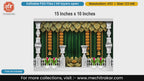 Traditional green stage backdrop with bodhi leaves and golden bells, editable PSD template.