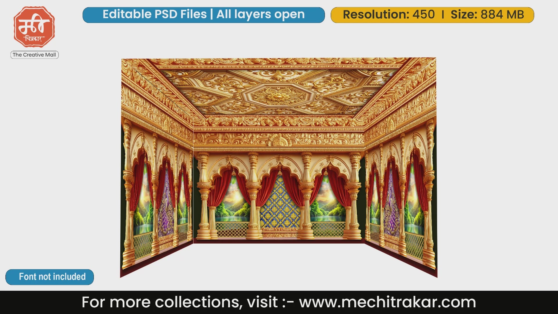 Palace Pandal PSD Template | Ganpati & Navratri | Nature View | mechitrakar.com