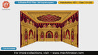 Auspicious red drapes and golden arches 4 Side Decoration editable psd template featuring Om symbols and lotus pots