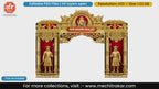 Golden Ganeshotsav festival entry gate editable PSD template with Lord Ganesha and Maratha Mawale statues on red background