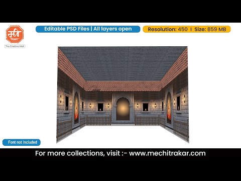 Traditional Wada Themed 4 Side Stage Decoration | Editable PSD Template by Mechitrakar | 4SSDBBK0925-103