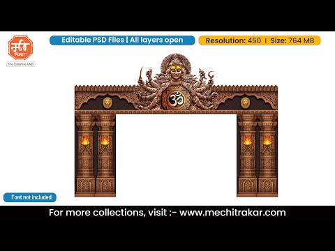 Adishakti Om Navratri Themed Entry Arch Design – High-Quality Editable PSD File | Me Chitrakar | NUBEK0925-11