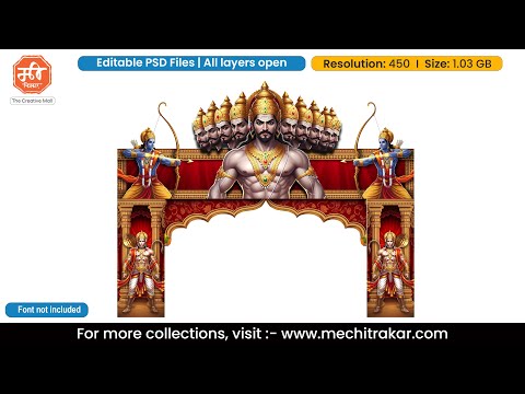 Navratri Ravan Dahan Themed Entry Arch Design – High-Quality Editable PSD File | Me Chitrakar | NUBEK0925-5