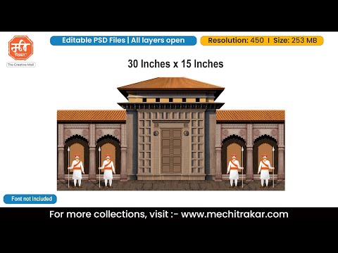 Shiv Jayanti Fort Entrance Backdrop PSD | Maratha Darwaza with Mavale | Editable Flex Design