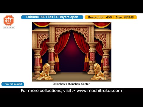 Royal Stage Navratri Theme Backdrop Design – High-Quality Editable PSD File | Me Chitrakar | BBK0925-29