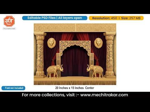 Royal Darbar Navratri Theme Backdrop Design – High-Quality Editable PSD File | Me Chitrakar | BBK0925-31