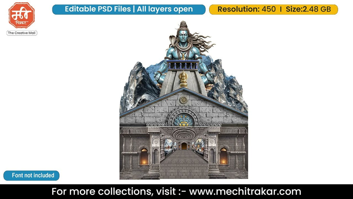 Shri Kedarnath Mahadev Snow Peak Stone Temple Theme – Banner Flex PSD Template