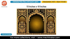 Golden Om Lotus Black Arch Editable PSD Backdrop Template | Triple Panel Jali Carving Pandal Decoration Design