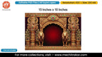 Jeweled Gold Arch Editable PSD Backdrop Template | Lions Peacock Feathers Red Glow Pandal Decoration Design