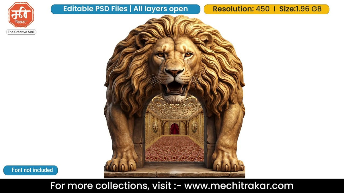 Maa Sherawali Simha Dwar Lion Mouth Tunnel Theme – Banner Flex PSD Template