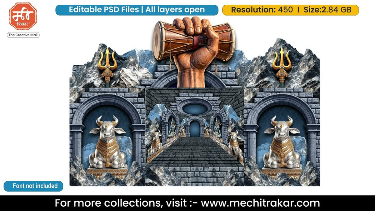 Mahadev Bholenath with Nandi Kailash Snow Corridor Theme – Banner Flex PSD Template